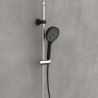 Schütte Matao Rain Brauseset in Chrom/Schwarz: Kopfbrause und Handbrause mit Antikalk-Noppen.