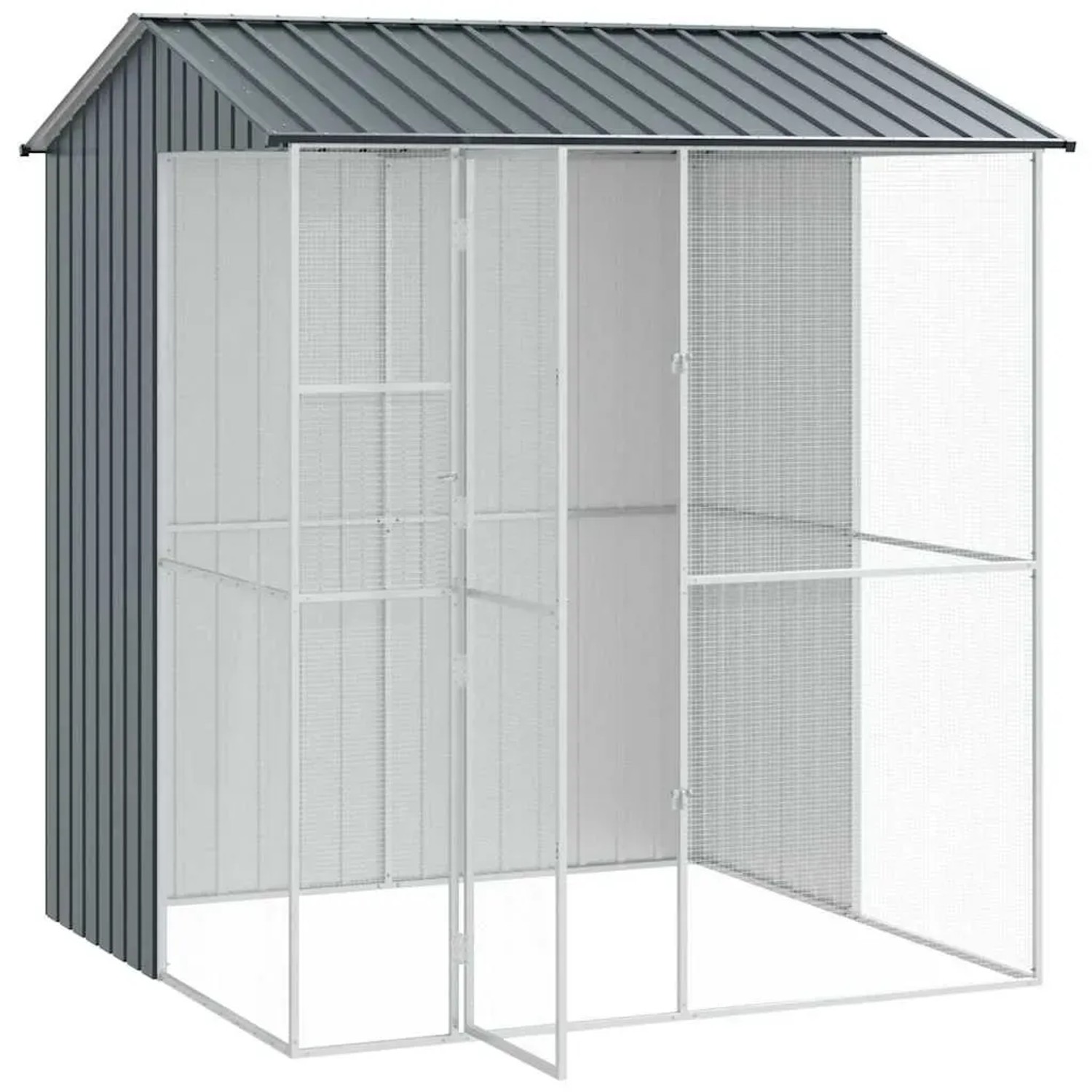 vidaXL Vogelkäfig Anthrazit 215 x 210 x 247 cm Verzinkter Stahl 3325174_3