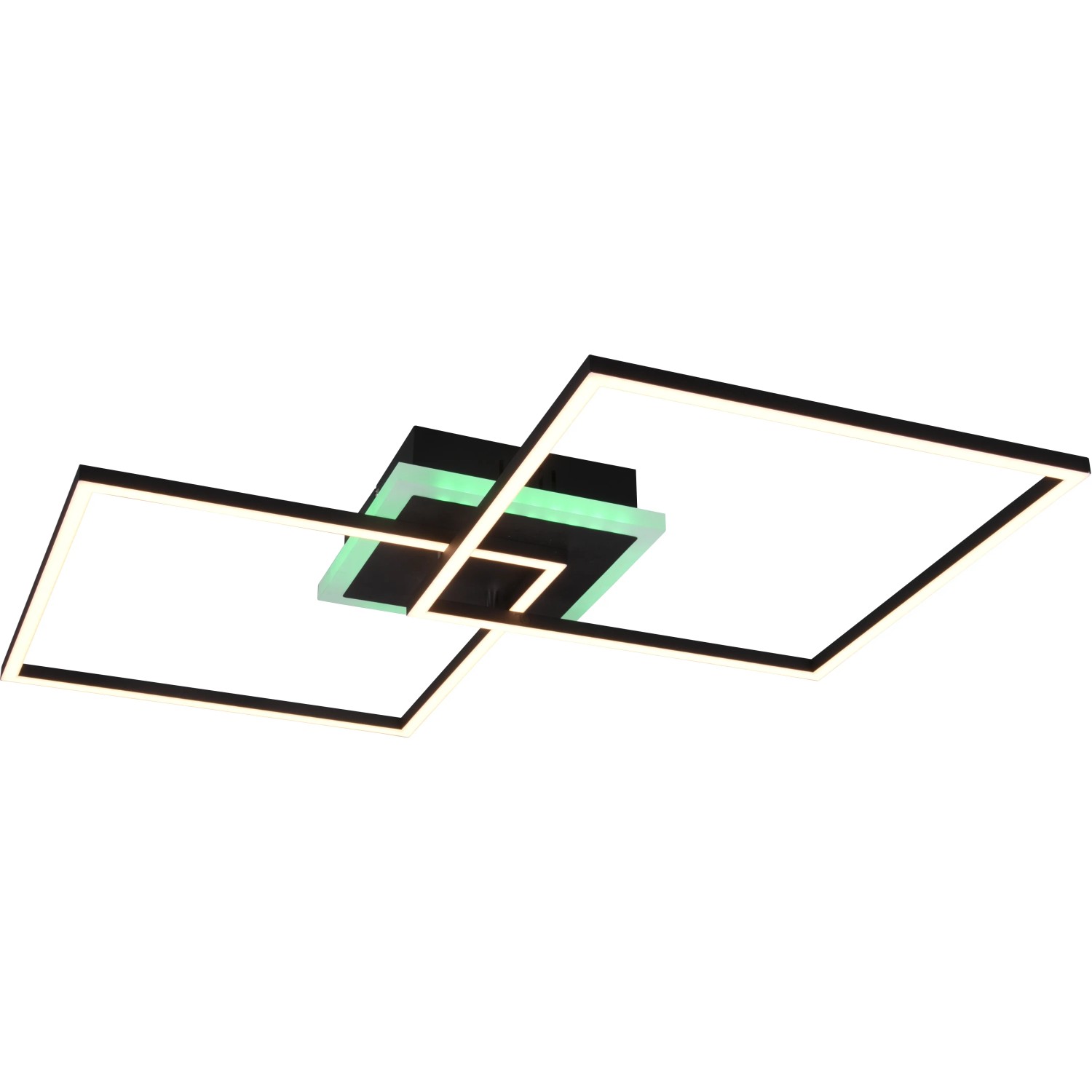 Moderne LED-Deckenleuchte Arribo, schwarz matt, mit RGBW-Funktion für stimmungsvolle Beleuchtung.