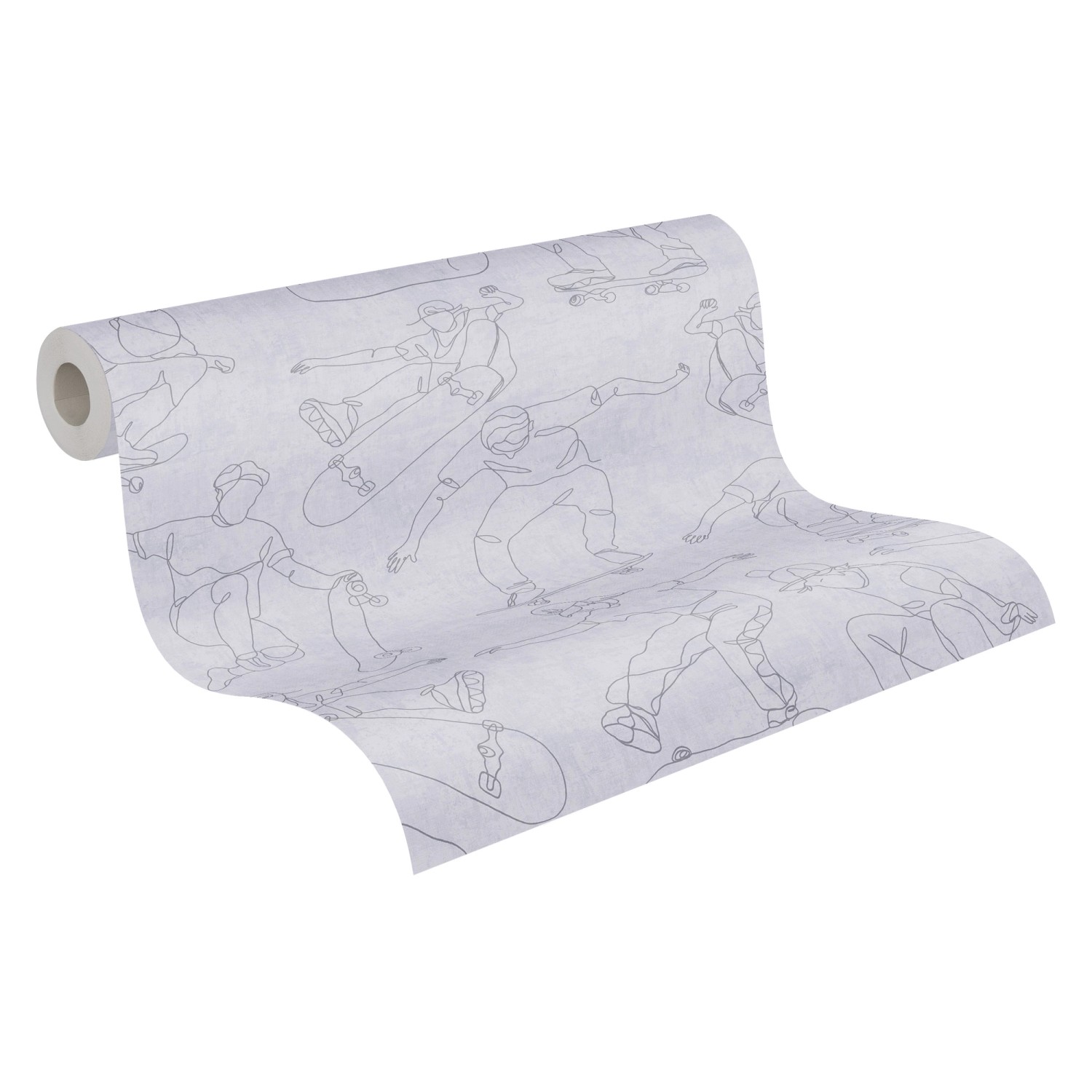 Graue A.S. Creation Vliestapete mit Skateboard-Motiv, Rolle 10,05 m x 0,53 m.