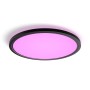 Schwarzes Philips Hue LED-Panel Tento White & Color Ambiance XL mit pinkem Licht, Ø 54,2 cm.