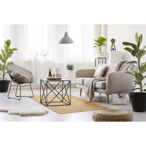 Luxor Living Teppich Ivo, 65x130 cm, Creme. Moderner, geflochtener Jute-Baumwoll-Teppich im Wohnzimmer.