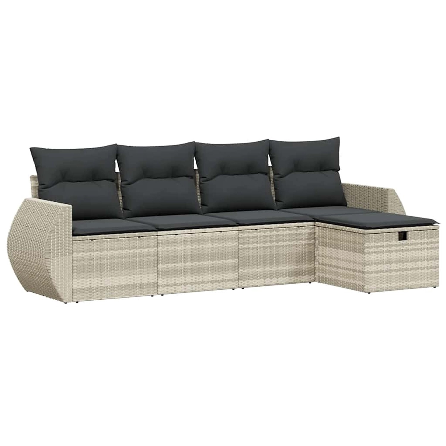 vidaXL 5-Tlg Garten-Sofagarnitur mit Kissen Hellgrau Poly Rattan 3264088 günstig online kaufen