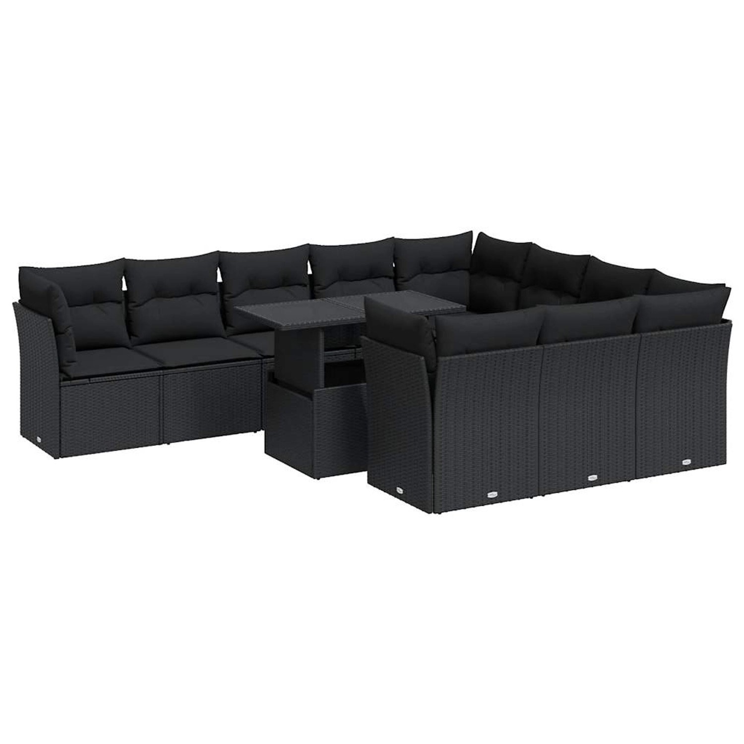 vidaXL 11-Tlg Garten-Sofagarnitur mit Kissen Schwarz Poly Rattan 3326226 günstig online kaufen