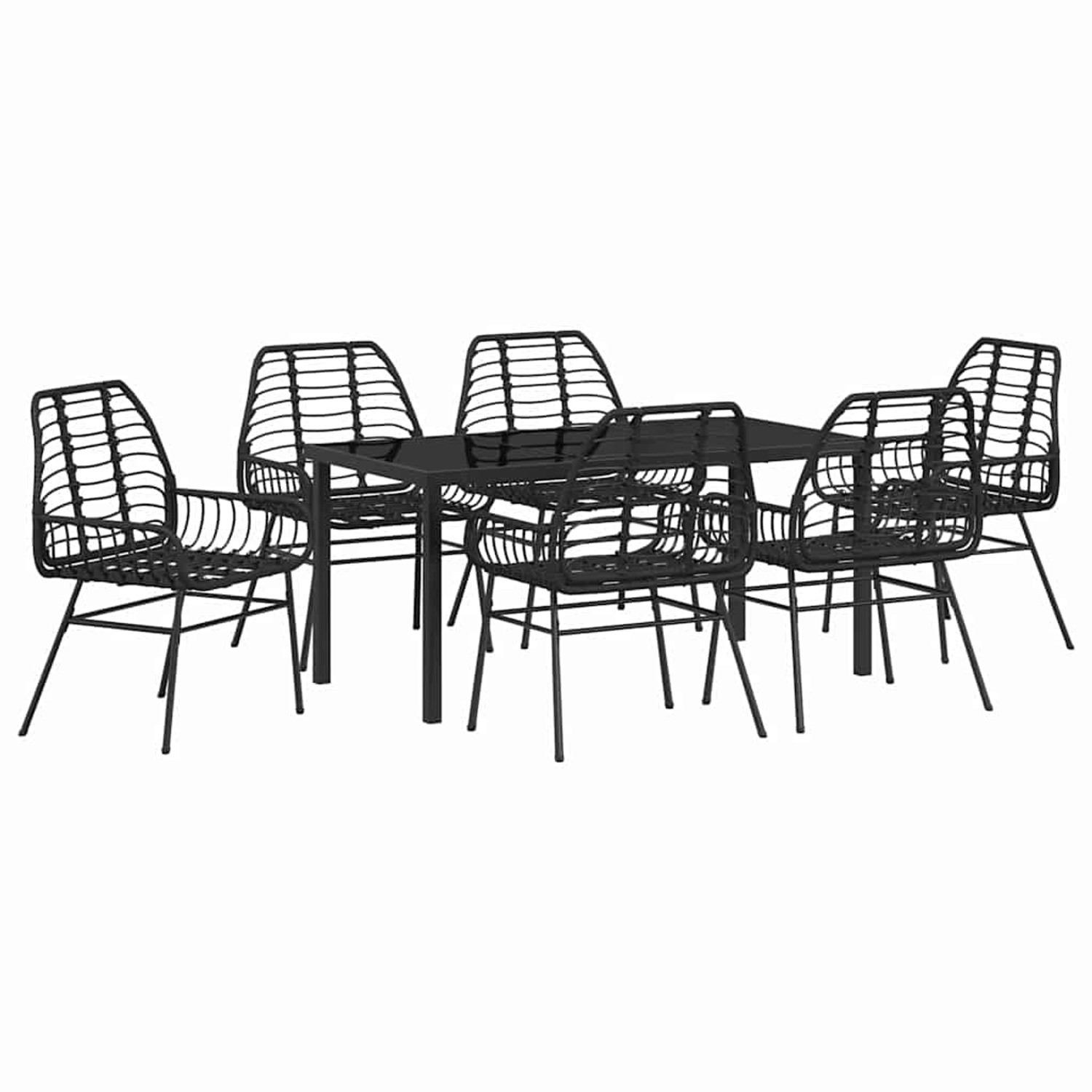 vidaXL Garten Essgruppe 7-Tlg Schwarz Poly Rattan 3380845 günstig online kaufen