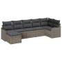 Graues 7-teiliges Garten-Sofa-Set aus Poly Rattan mit Kissen von vidaXL.
