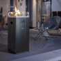 Buschbeck Loungefeuer Malta Schwarz: Terrassenheizer mit Lavasteinen und Glaswindschutz.
