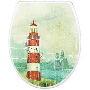 Banjado Familien WC-Sitz mit Leuchtturm-Motiv und Absenkautomatik.
