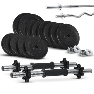 ArtSport Hantelset 3 in 1 mit Gewichten, Kurz-, Lang- und Curlhantel für dein Krafttraining.