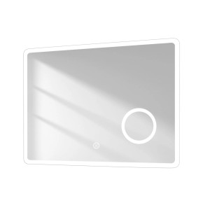 Emke Badspiegel 80x60 cm mit LED, Beschlagfrei, Dimmbar & 3-fach Vergrößerung.