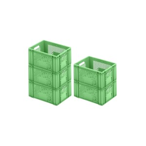 PROREGAL SparSet: Grüne Eurobehälter/Obstkisten (5 Stk.), 18L, 30x40cm, stapelbar für Lagerung und Transport.