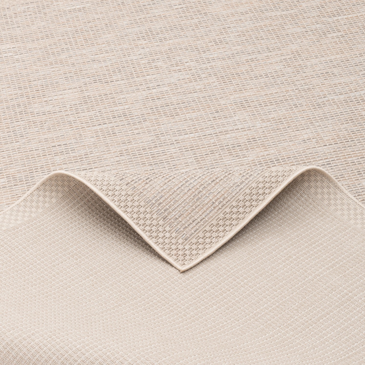 Beiger Pergamon In- & Outdoor-Teppich Ottawa (140x200cm) mit Bordüre und Flachgewebe.