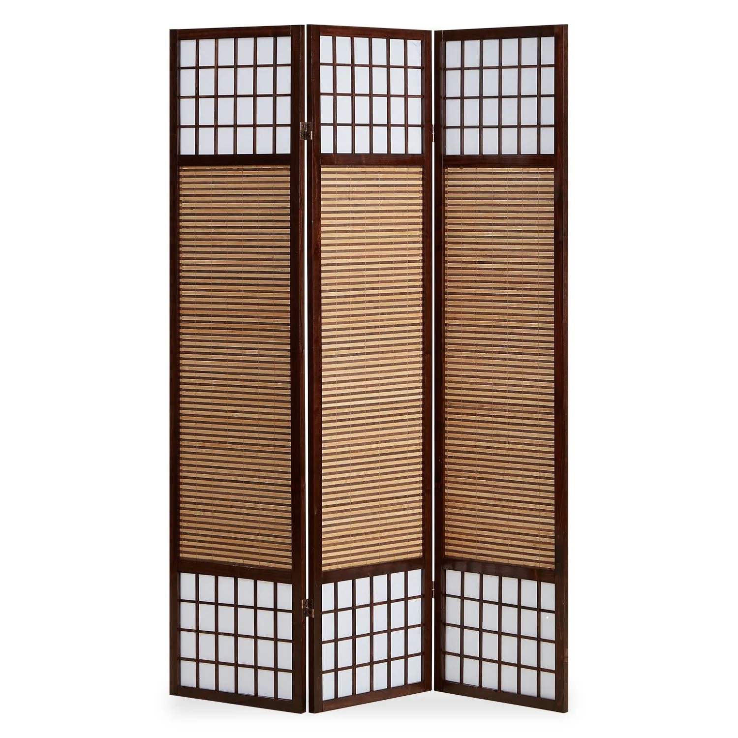 Homestyle4u 3-tlg. Paravent in Braun 132x175 cm 62