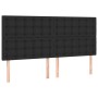 Schwarzes vidaXL Boxspringbett 200x200 cm mit Kunstleder-Kopfteil und Holzfüßen.
