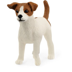 Schleich Farm World Jack Russell Terrier Spielfigur, weiß mit braunen Abzeichen.