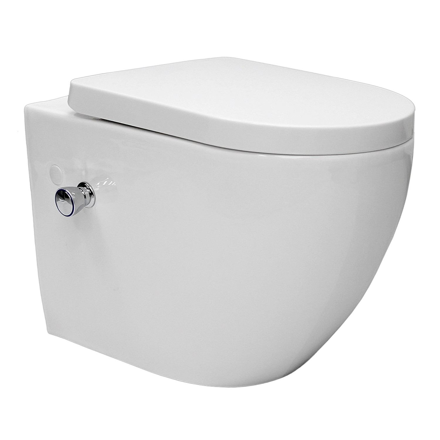 LuxeBath Spülrandloses Hänge WC Keramik Weiß Nano Beschichtung Lang 55,5 cm