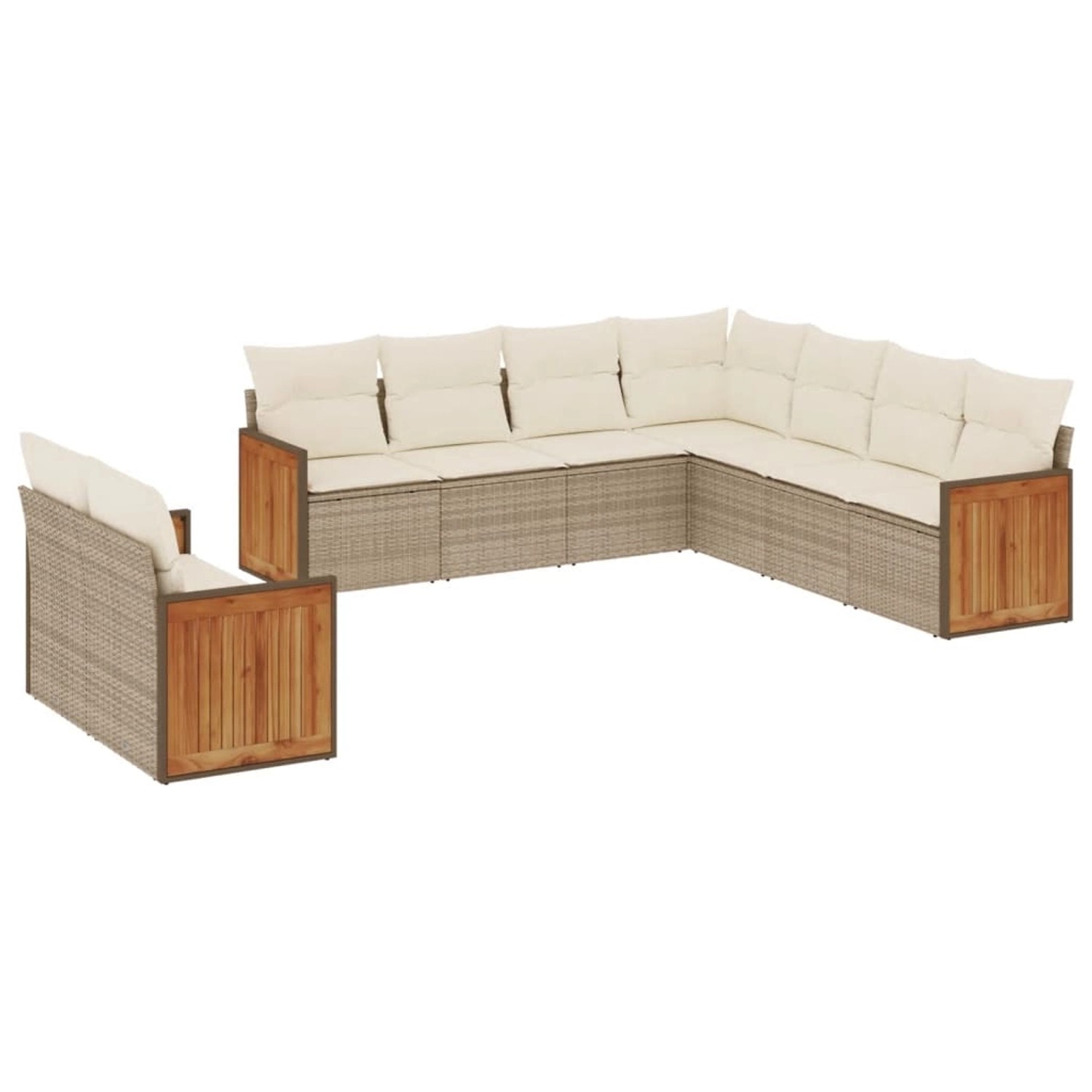 vidaXL 9-Tlg Garten-Sofagarnitur mit Kissen Beige Poly Rattan 3260182 günstig online kaufen