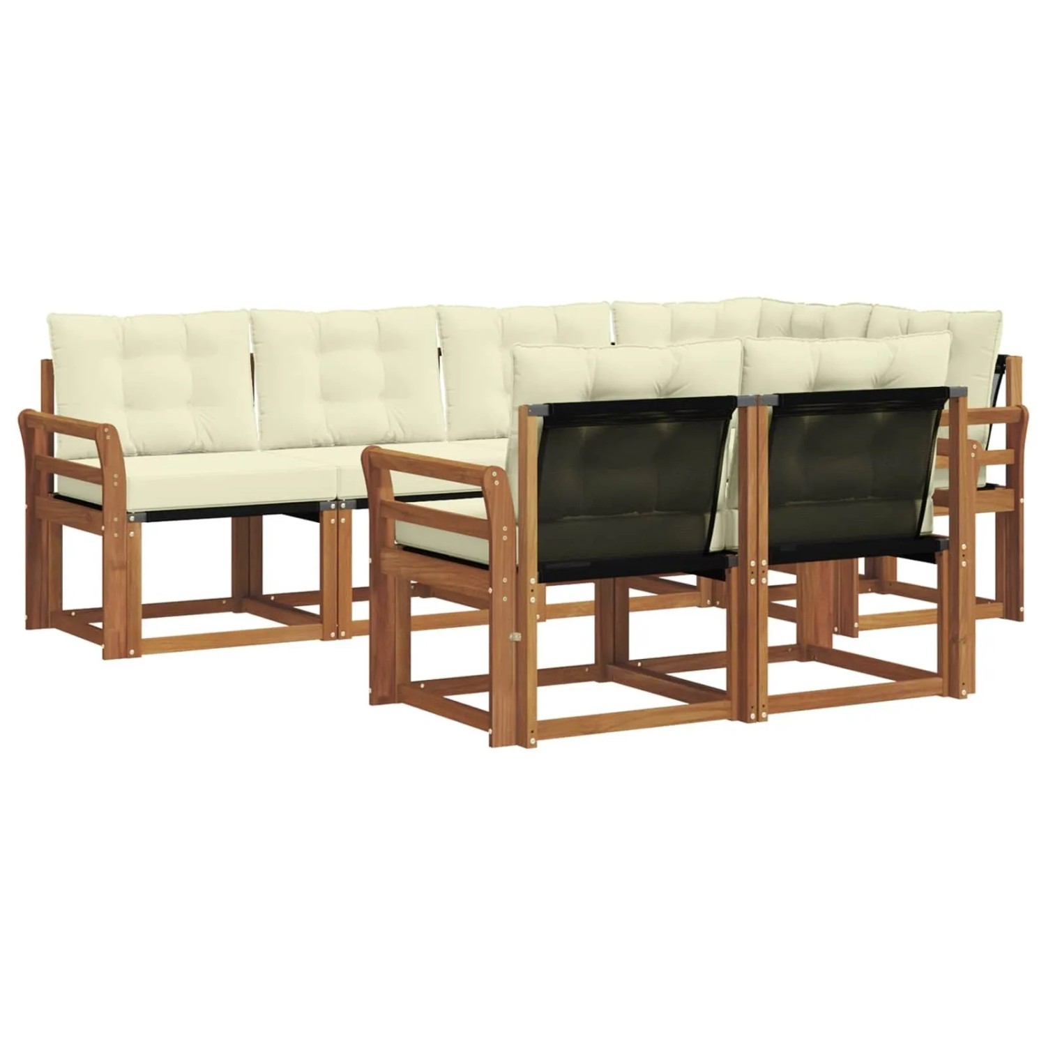 vidaXL Outdoor-Sofagarnitur mit Kissen 7-Tlg Natur und Creme 3368761