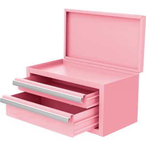 Pinke Mini Toolbox mit 2 Schubladen und Deckel. Aufbewahrungsbox für Kleinteile.