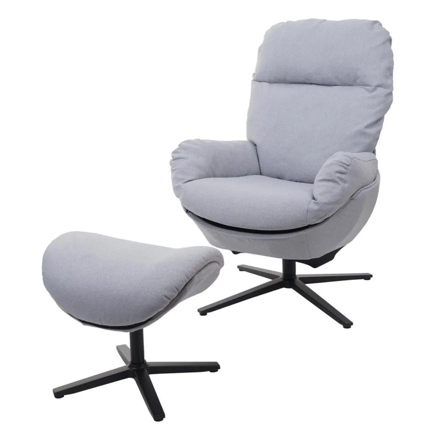 MCW Relaxsessel mit Hocker L12 Drehbar Hellgrau