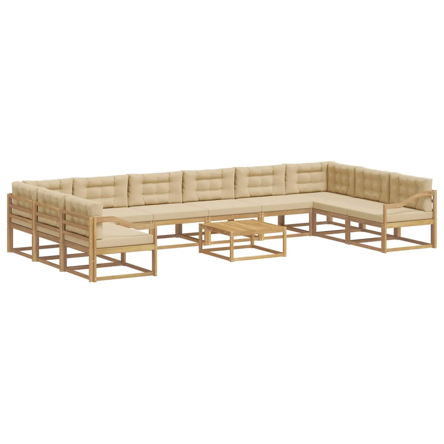 vidaXL Outdoor-Sofagarnitur mit Kissen 11 Stk Weiß und Beige 3387157