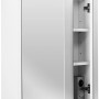 Posseik Spiegelschrank, 60 cm, weiß, mit geöffneter Tür und zwei Einlegeböden.