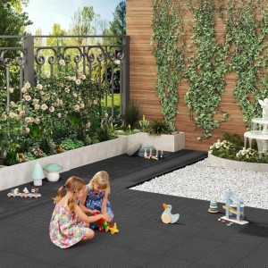 WOLTU WPC Terrassenfliesen Holzoptik Klicksystem 11 Stück/1 m² Anthrazit