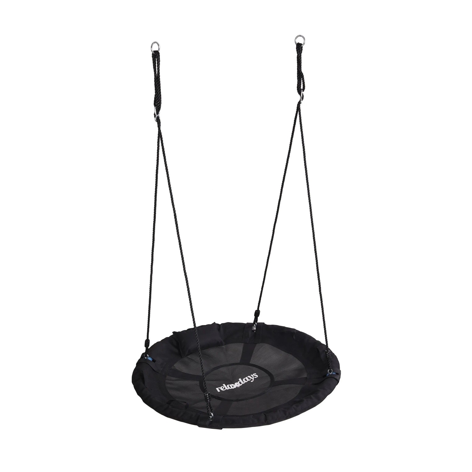Relaxdays Nestschaukel Stahl Schwarz mit Kissen und Griffen ø 100 cm