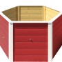 Rotes 6-Eck Weka Elementhochbeet 669 aus Holz, 143x120x68,5 cm, mit Wühlmausschutz.