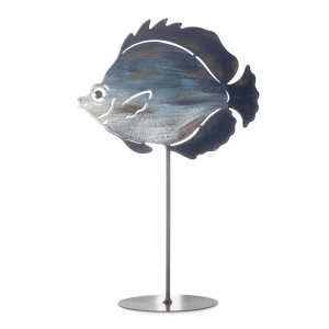 Dekorativer Sonnenbarsch aus Metall, 28 cm hoch, für Garten und Haus.
