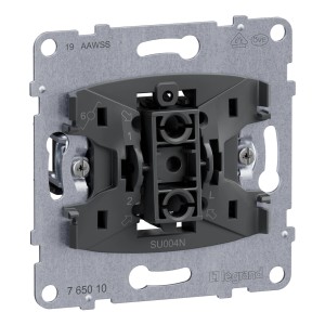 Legrand A/W-Schalter Einsatz, 1-polig, Detailansicht der Rückseite für Elektroinstallation.