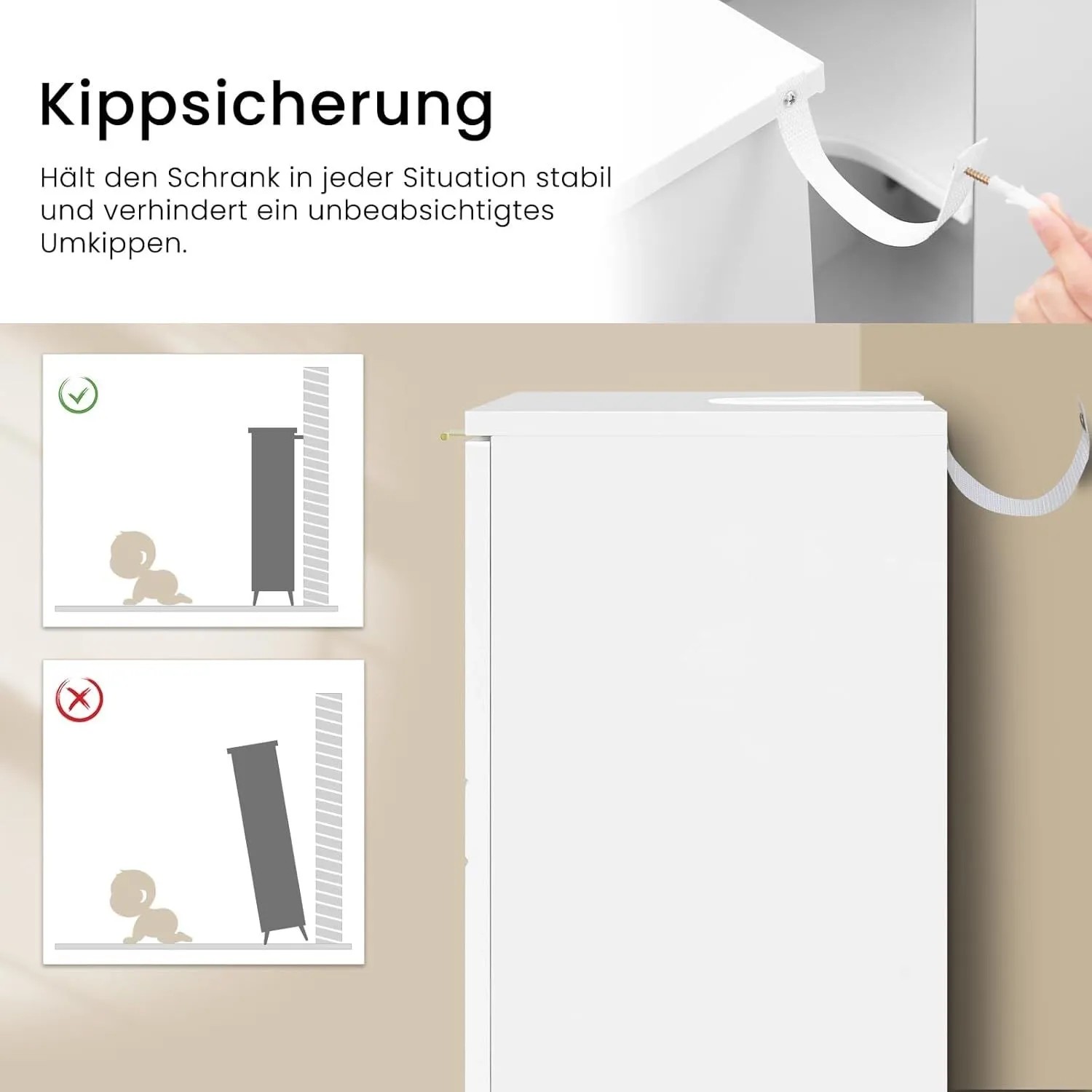 EUGAD Waschbeckenunterschrank Badezimmerschrank mit 2 Türen_8