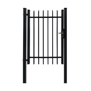 Anthrazitfarbenes Gartentor Porto zum Einbetonieren, 120x180 cm, mit senkrechten Stäben und Griff.