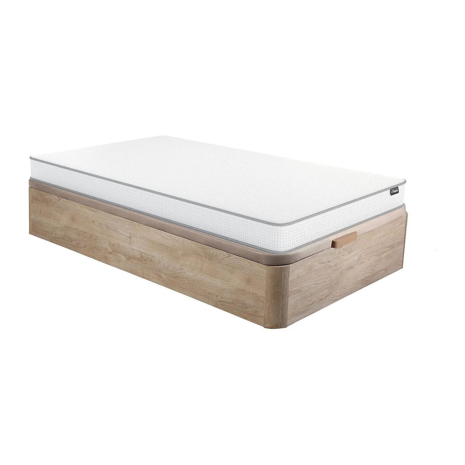 Vente-unique Matratze Und Bettgestell Mit Lattenrost Und Bettkasten Astyanax Ii Naturfarben Hell 190 cm