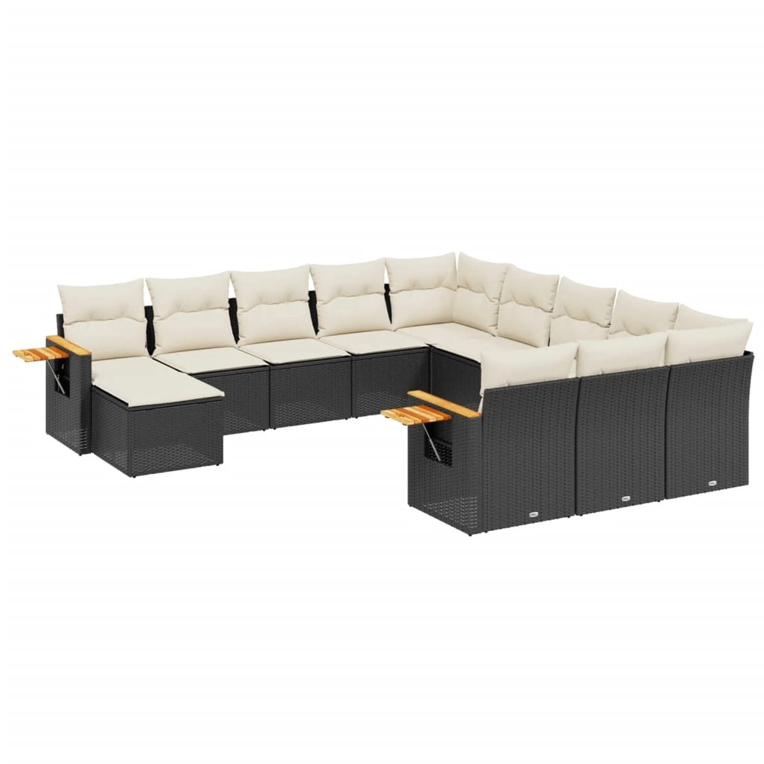 vidaXL 11-Tlg Garten-Sofagarnitur mit Kissen Schwarz Poly Rattan 3259606 günstig online kaufen