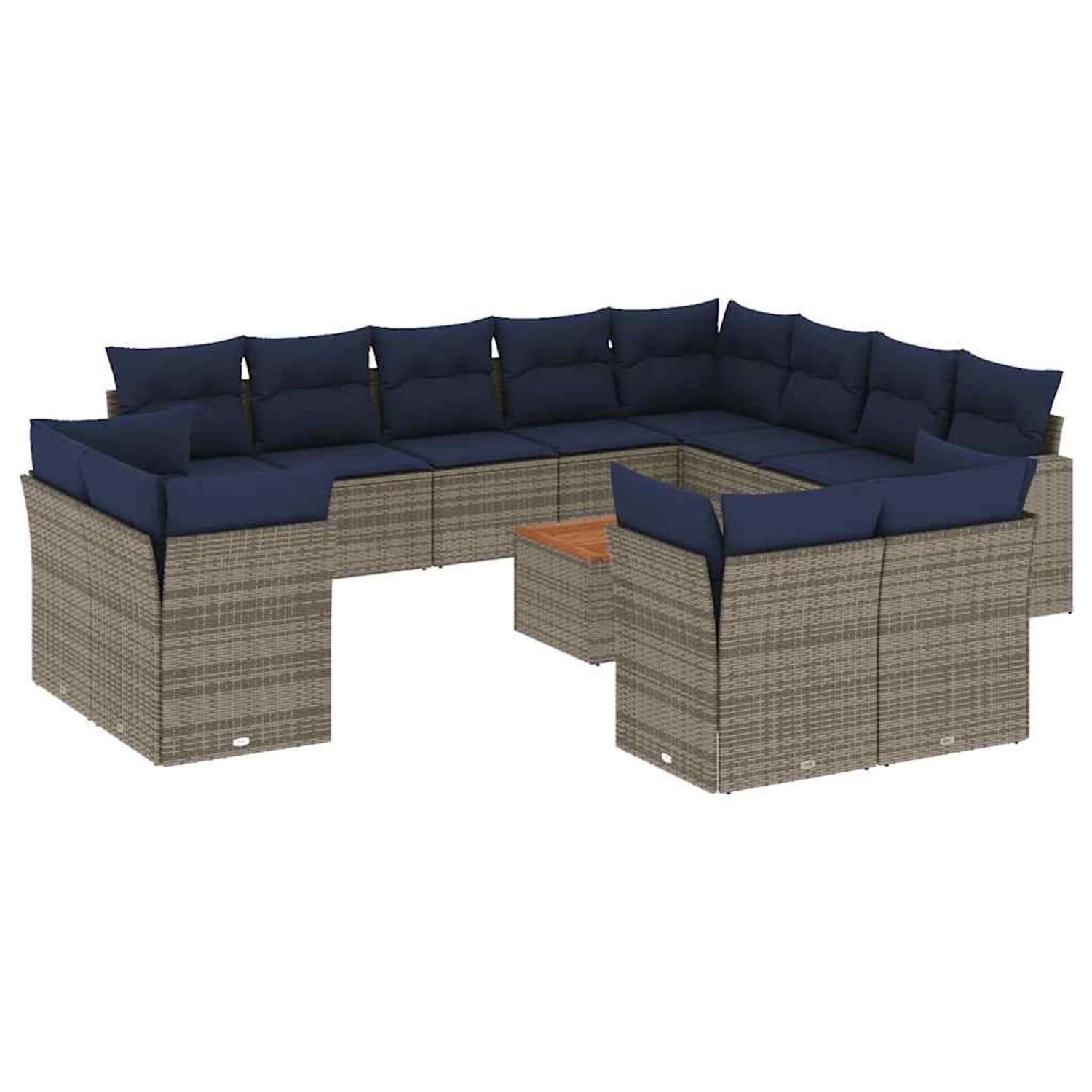 vidaXL 13-Tlg Garten-Sofagarnitur mit Kissen Grau Poly Rattan 3256285 günstig online kaufen