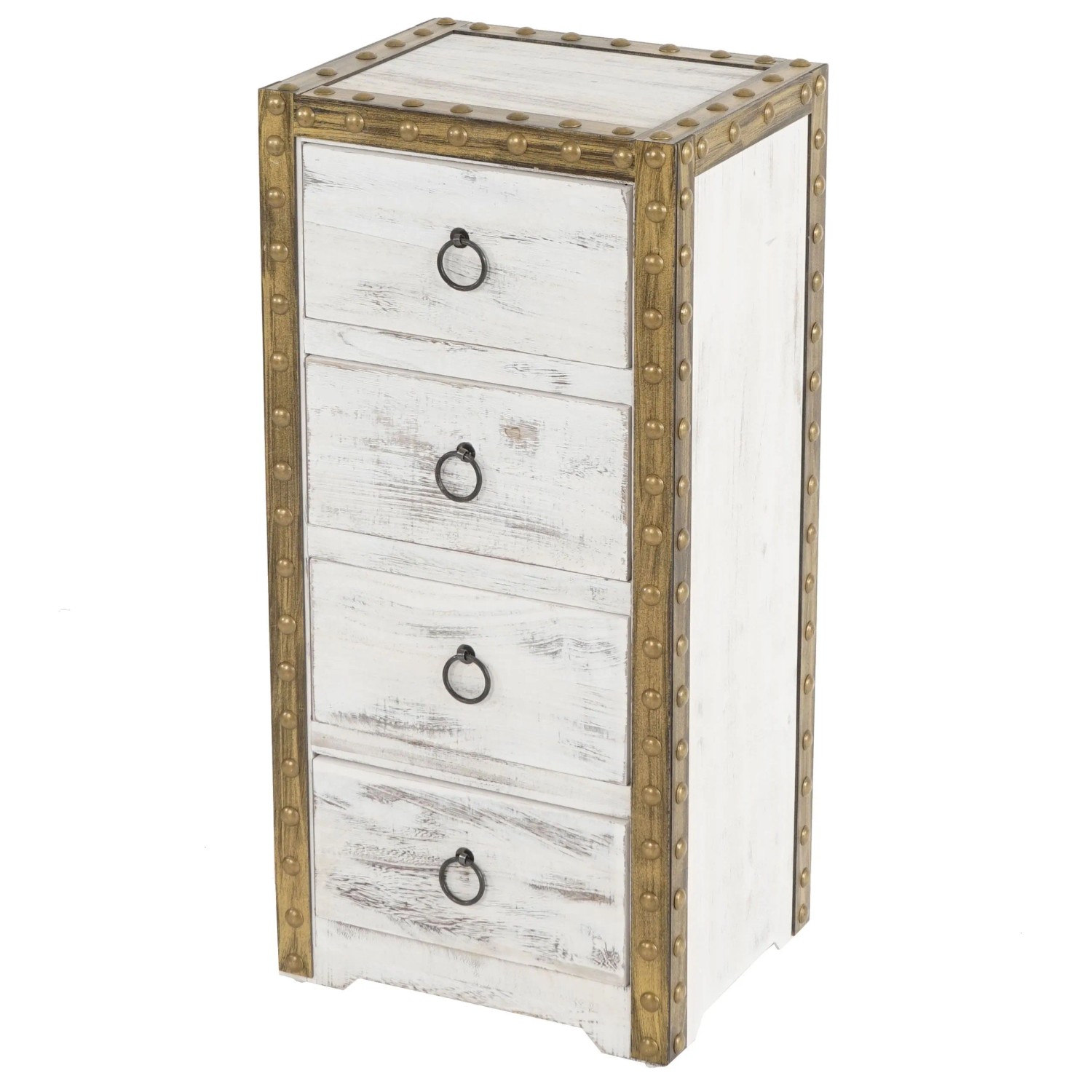 MCW Kommode Duran 4 Schubladen 70x33x26cm Shabby-Look Vintage Weiß