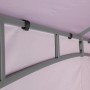 Tepro Seitenteil-Set Lehua/Waya Lavendel, ein geschlossenes und ein Fenster-Seitenteil am Pavillon befestigt.
