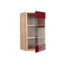 Vicco Küchenglasschrank Fame-Line, Bordeaux/Eiche, 40 cm. Hängeschrank mit Glastür und Regalböden.