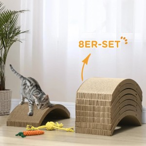 PawHut Kratzbrett 8er Set aus Pappe, mit Katze und Spielzeug.