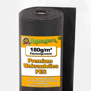 Aquagart Unkrautvlies, 180g/m², 2m breit, als Rolle. Gartenvlies zur Unkrautbekämpfung.