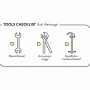 Symbolische Darstellung: Werkzeug-Checkliste (exkl. Werkzeuge) für Küchenarmatur Installation.