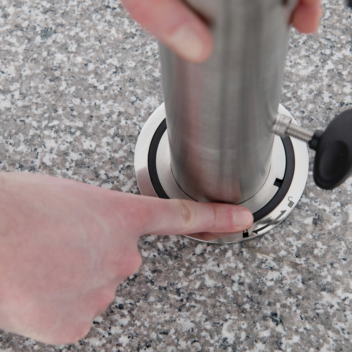 Detailaufnahme: Doppler Expert Click-It Granitsockel 50 kg mit Click-It System.