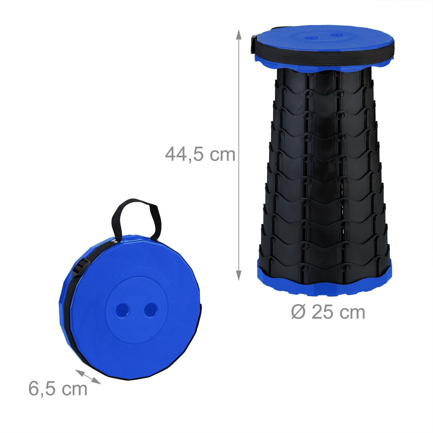 Relaxdays Teleskophocker Kunststoff Schwarz Blau Höhenverstellbar 44,5 cm x 25 cm 0,9 kg_4