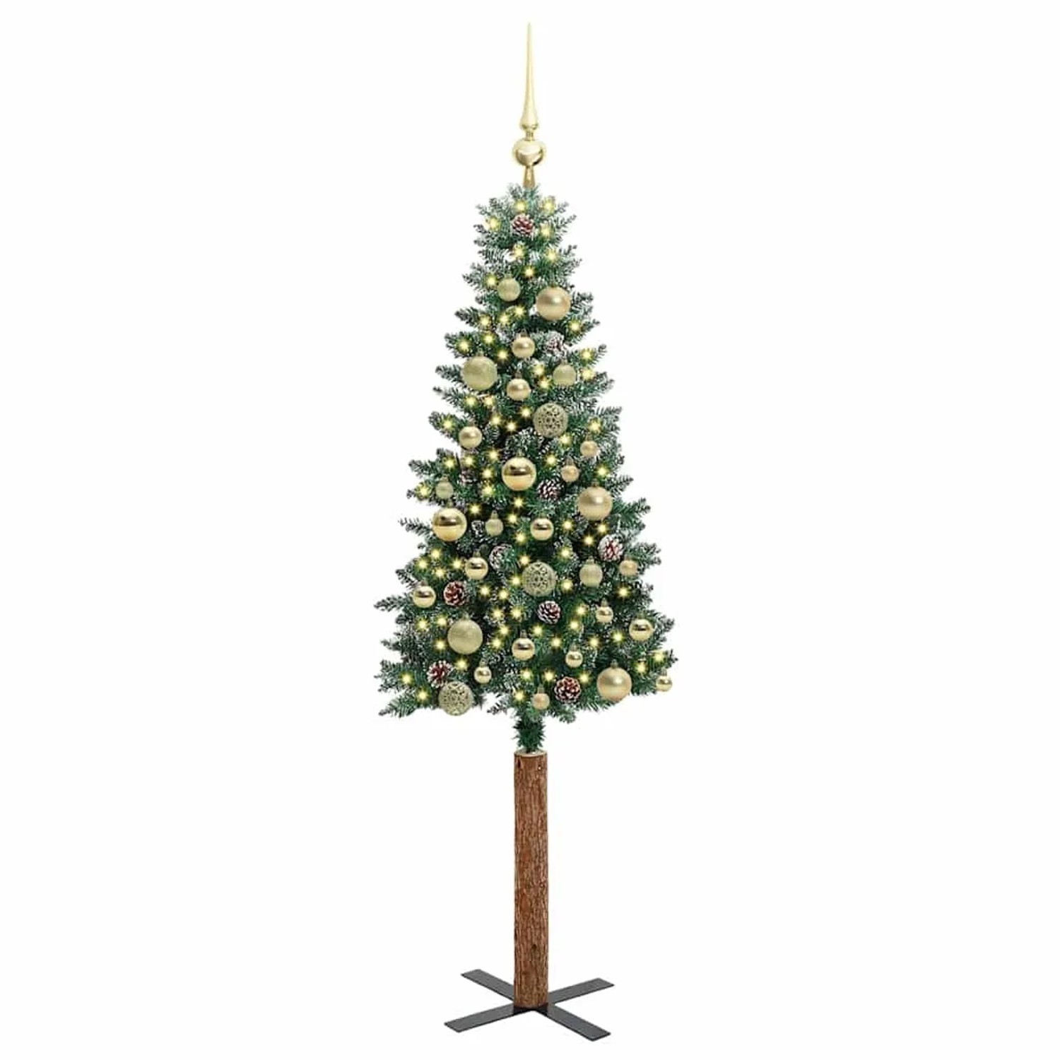 vidaXL Schlanker Weihnachtsbaum mit 150 LEDs Grün und Weiß 150 cm 3394890