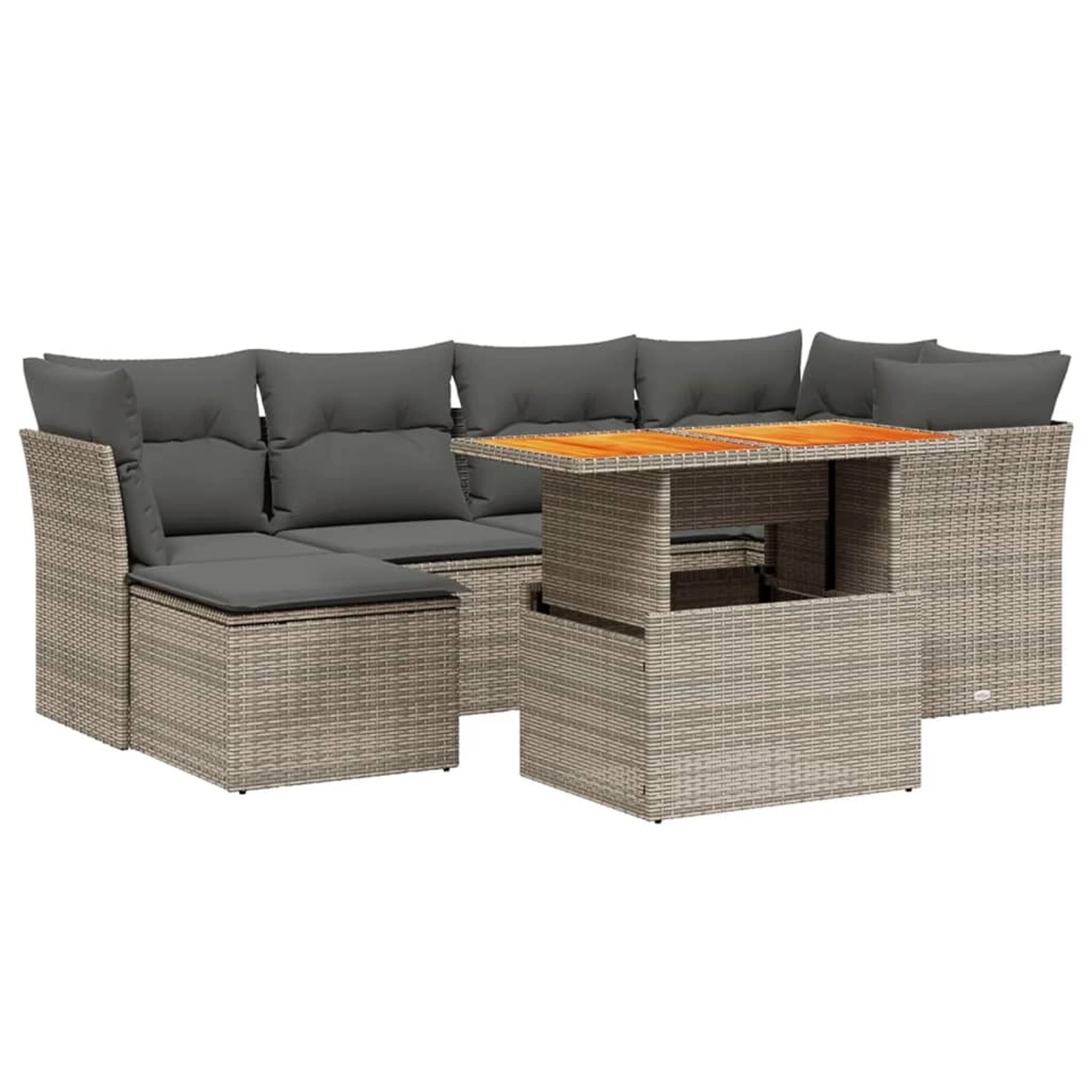 vidaXL 7-Tlg Garten-Sofagarnitur mit Kissen Grau Poly Rattan 3270941 günstig online kaufen