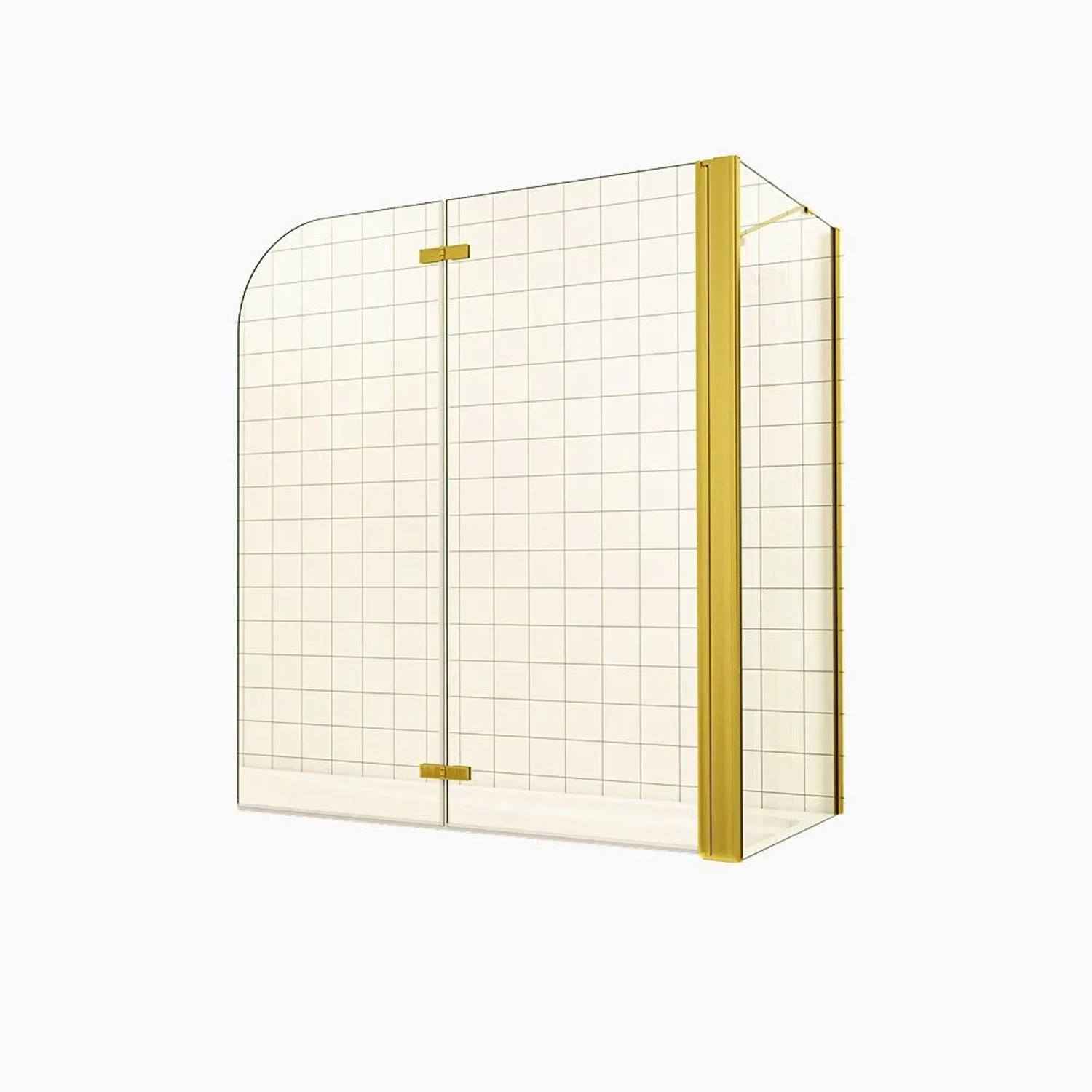 Duschparadies Badewannenaufsatz 110 x 70 x 140cm Faltwand Mit Seitewand 6mm Nano Glas Badewannenfaltwand 2tlg Gold Gebürstet