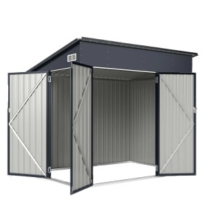 Costway Gartenhaus Metall Gerätehaus mit Vordertür & Seitentür & Pultdach