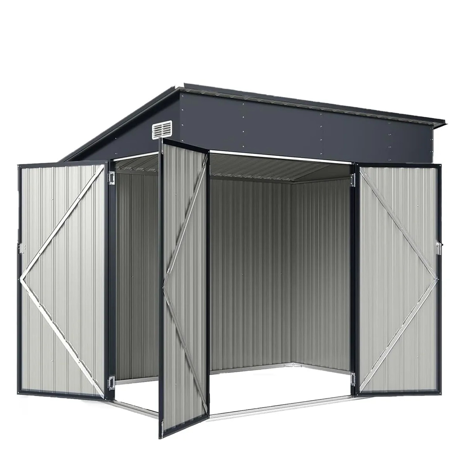 Costway Gartenhaus Metall Gerätehaus mit Vordertür & Seitentür & Pultdach