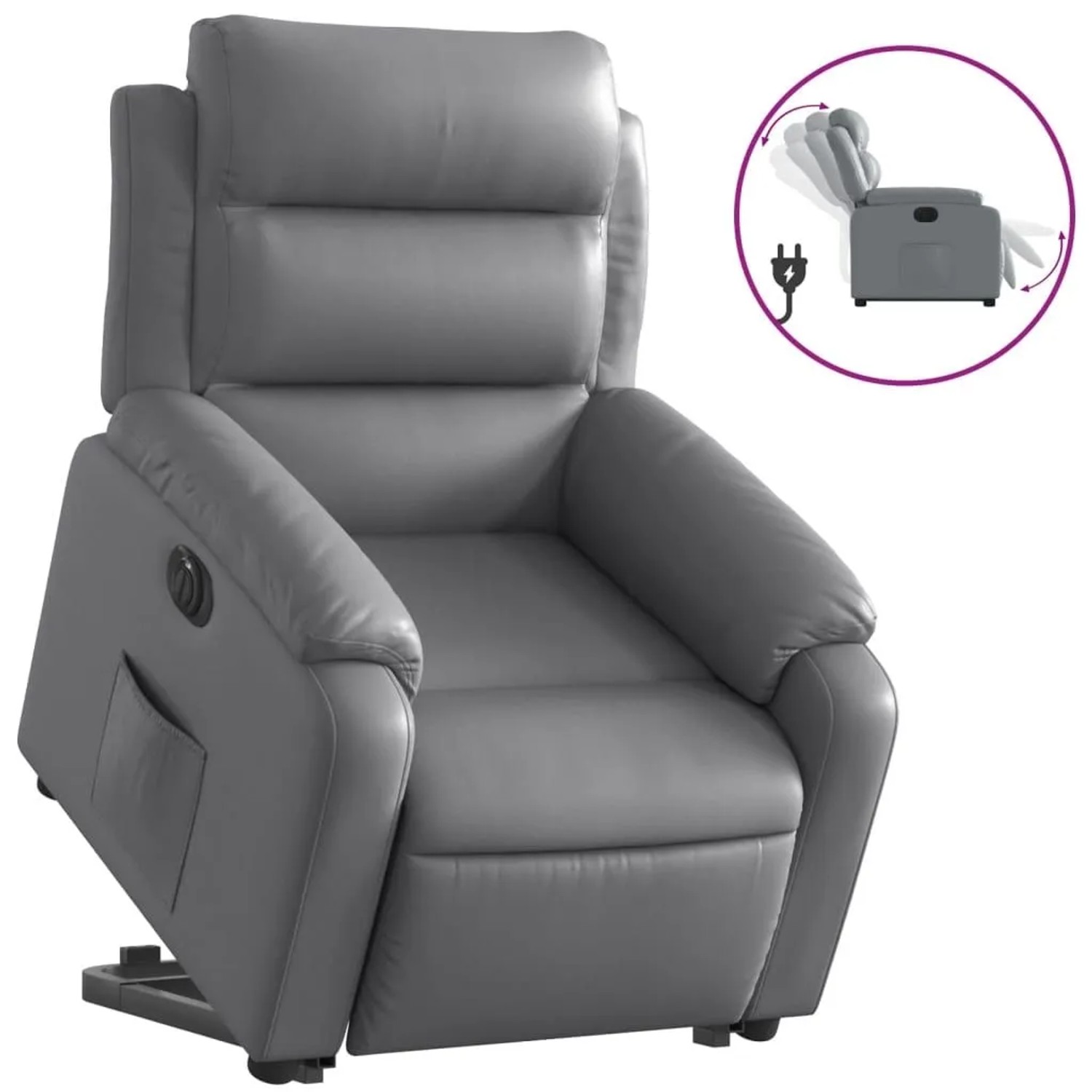 vidaXL Relaxsessel mit Aufstehhilfe Elektrisch Grau Kunstleder 3205059_3